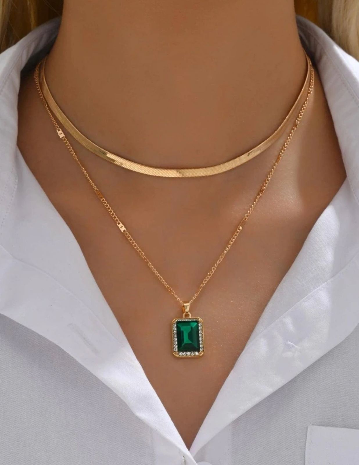 Green Pastel pendant necklace