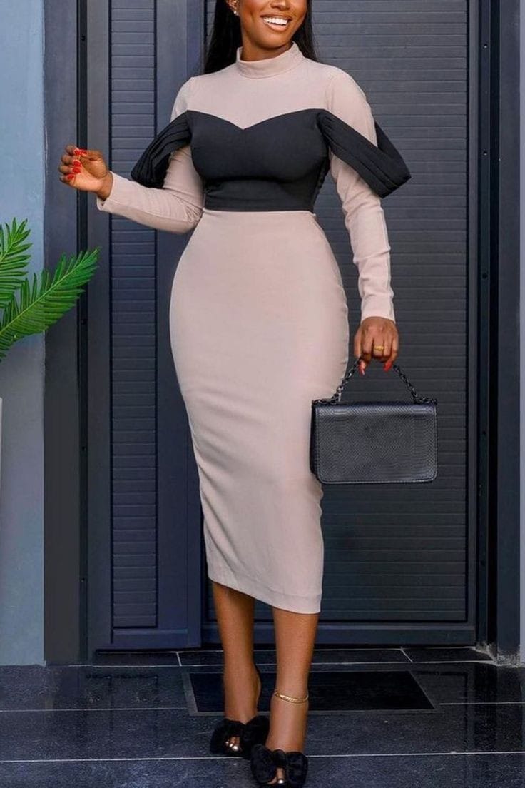 High neck bodycon dress