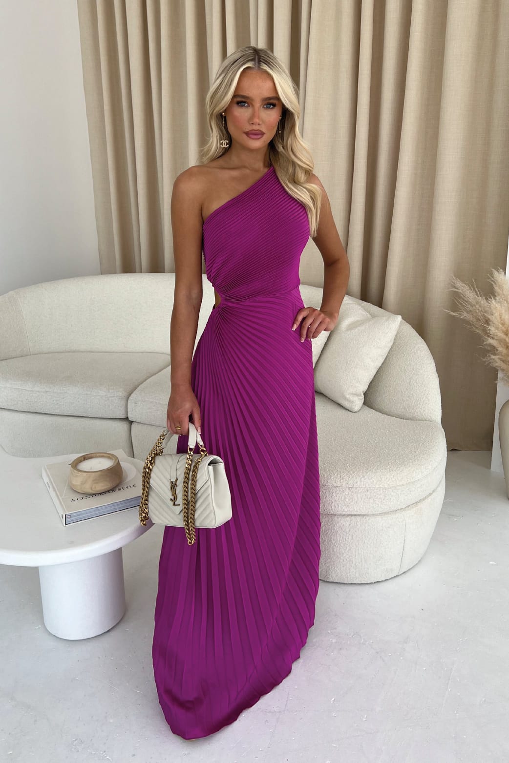 One arm pleated dress