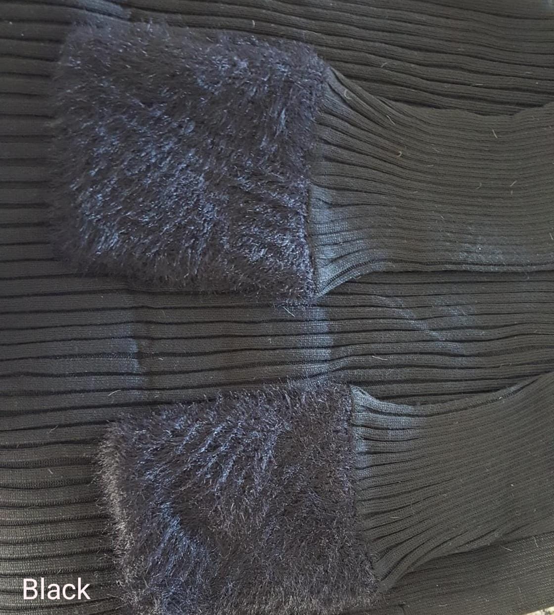 Fur Cuff Ribbed dress