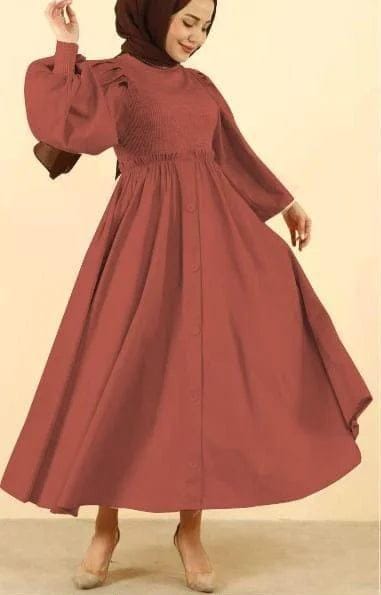 Modest puff sleeve dress