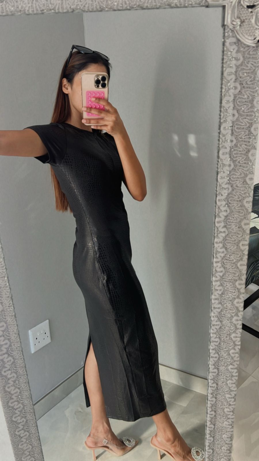 PU Leather croc finish dress