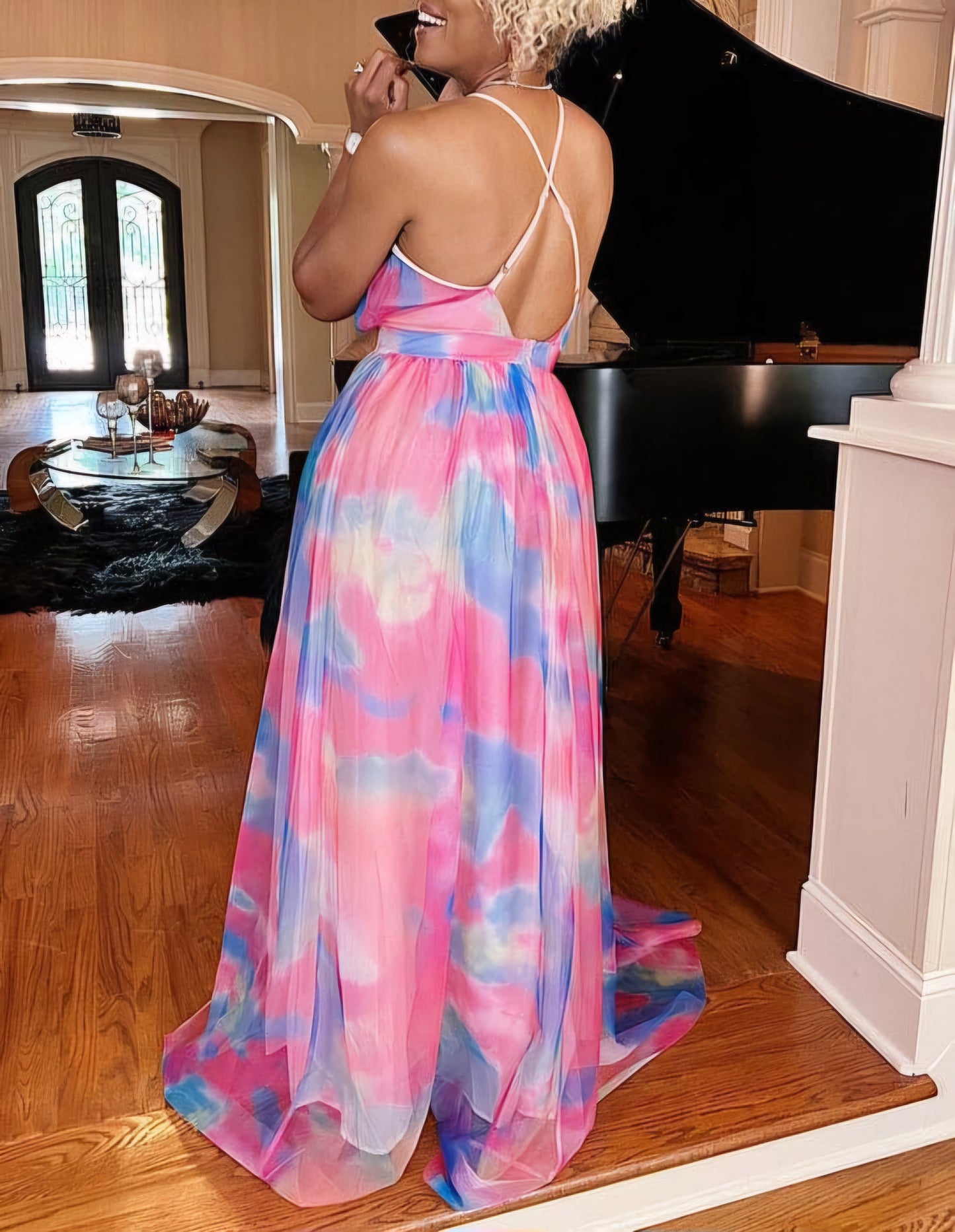 Tie-dye gauze summer styled dress.