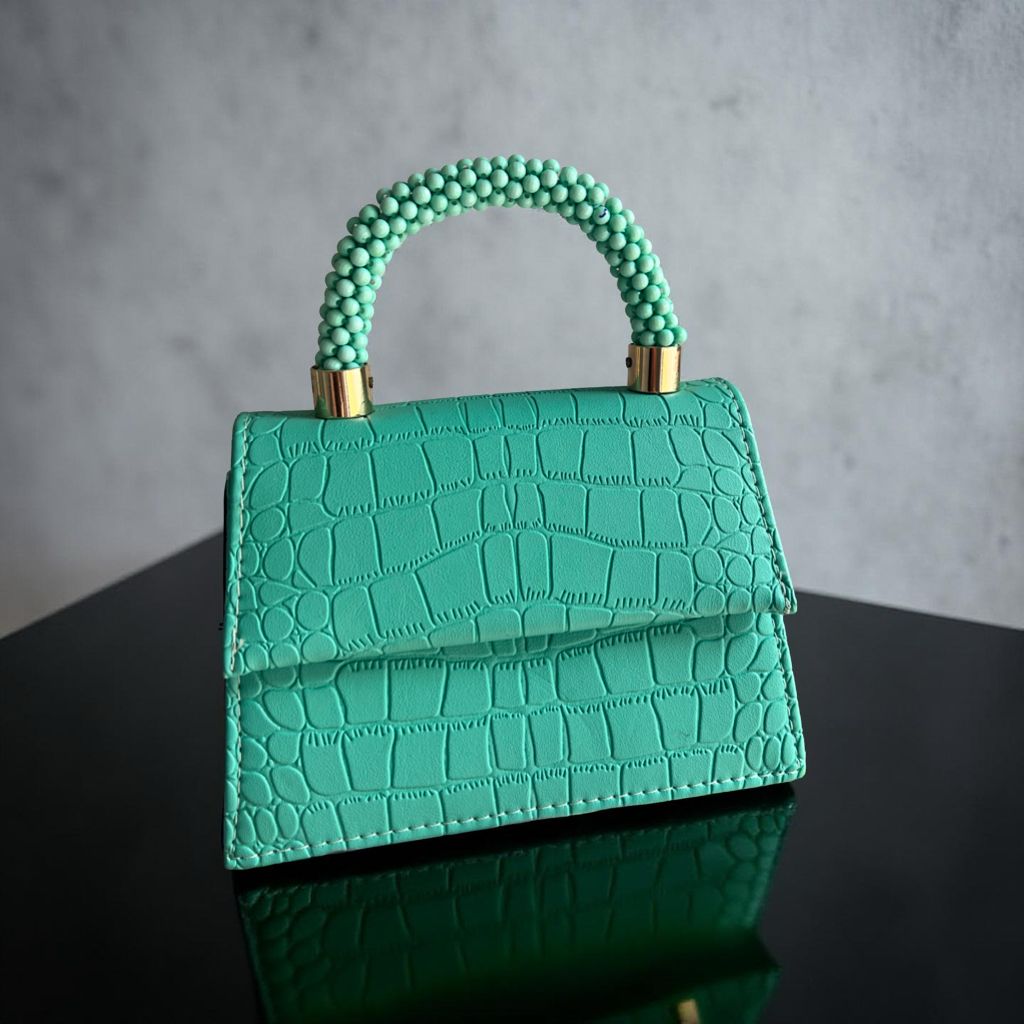 beaded textured bag handle