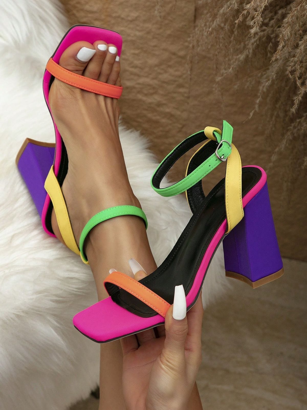 colorful block heel