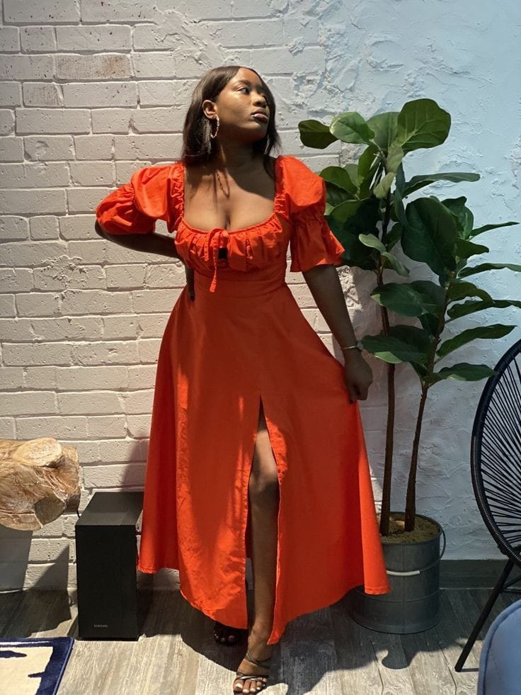 Front slit relaxed dress