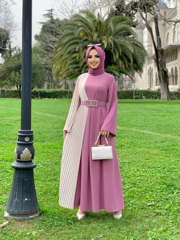 2 tone pleated side dress