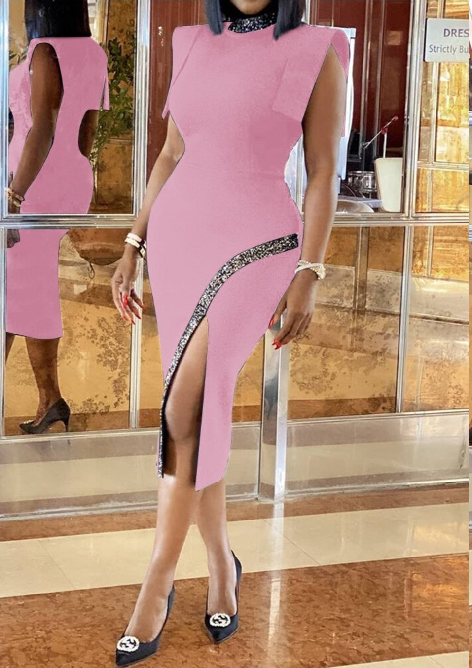 Front slit bodycon dress