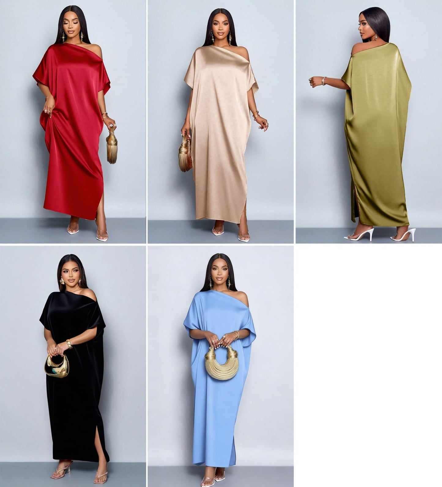Flowy summer solid colour elegant dress
