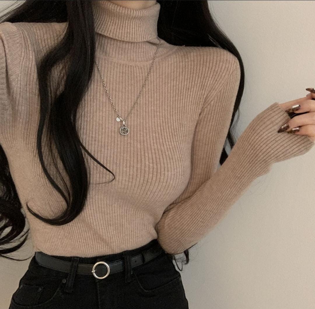 ribbed polo neck