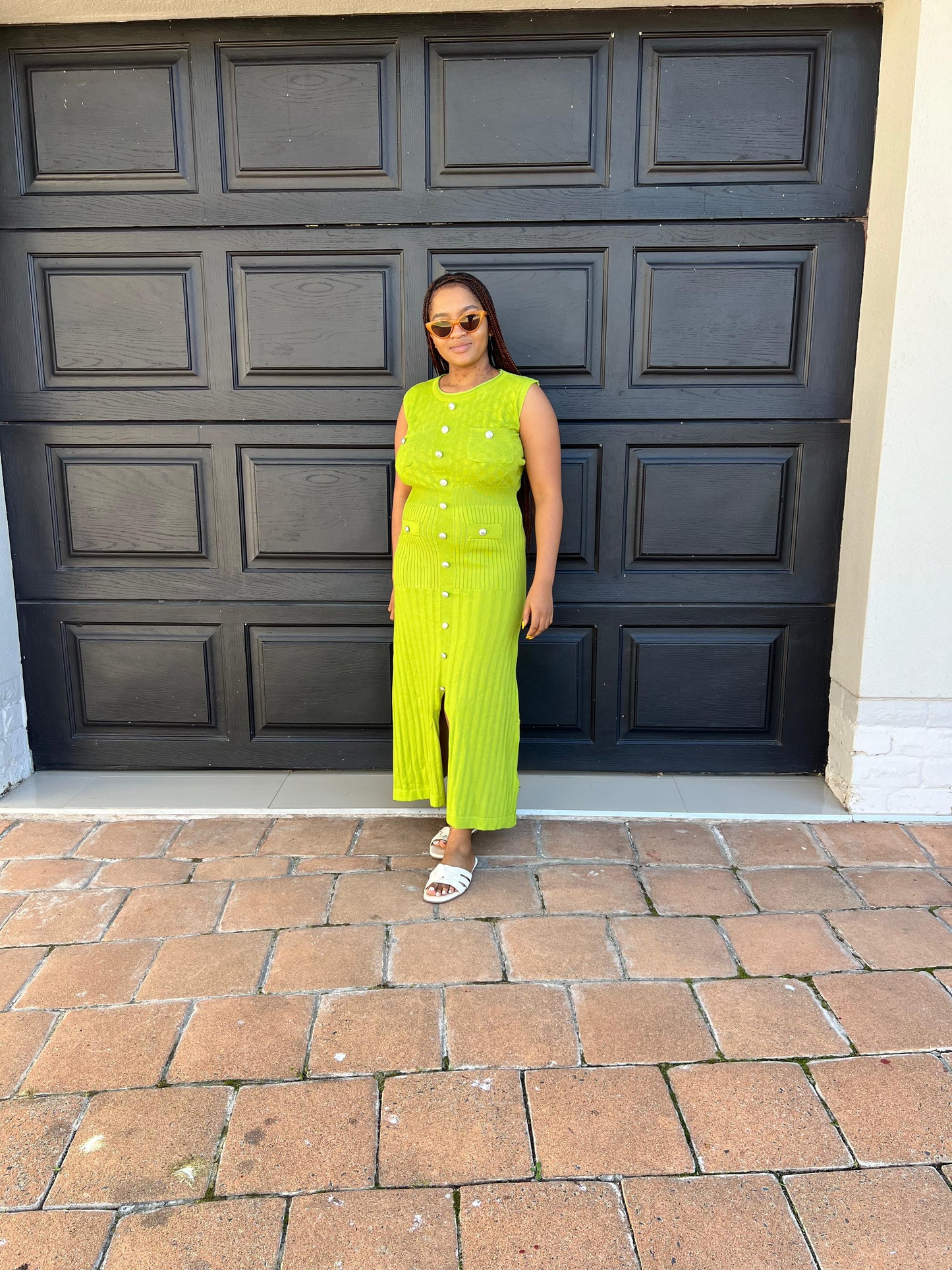 Green knit sleeveless dress