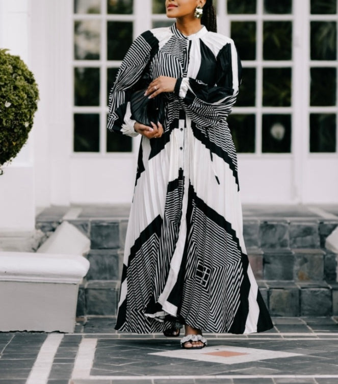 Black White geometric dress