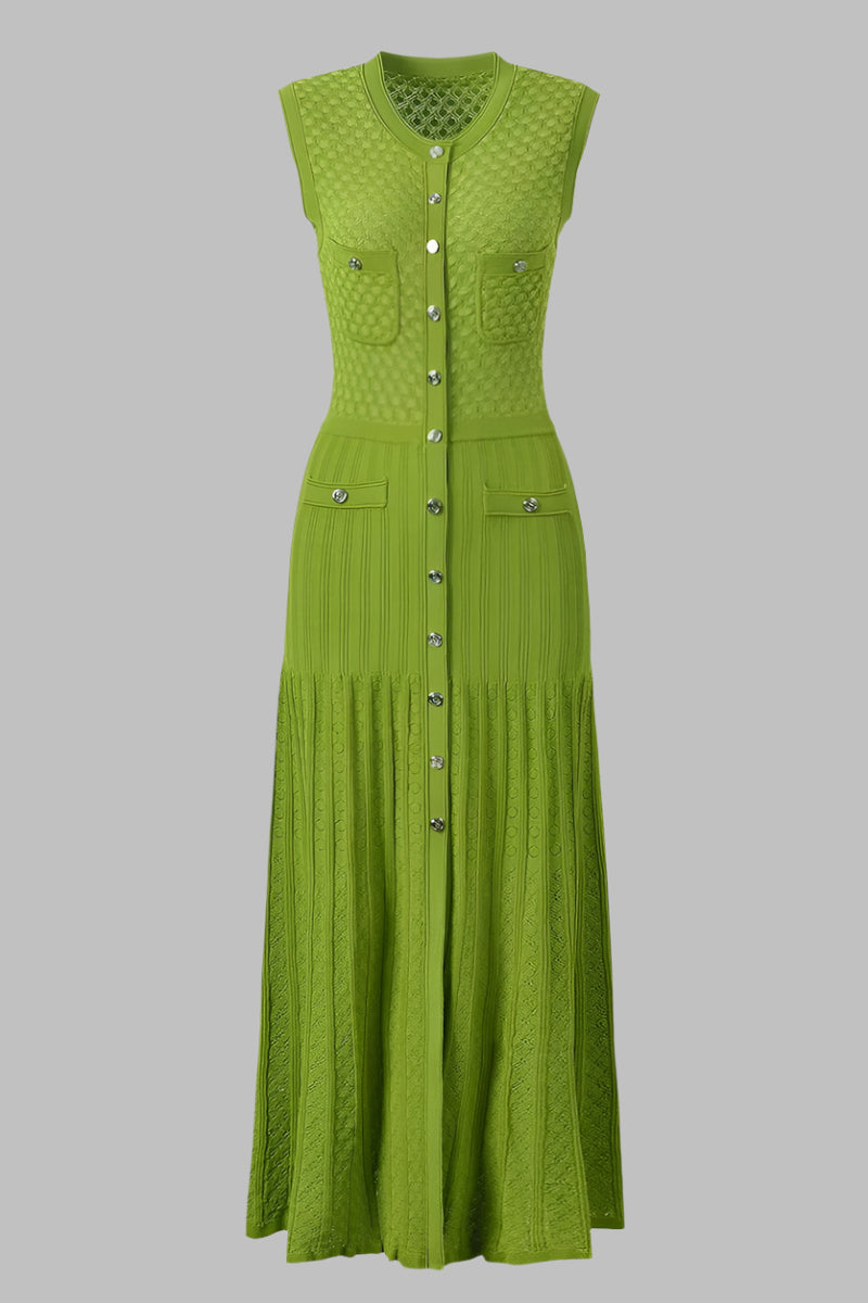 Green knit sleeveless dress