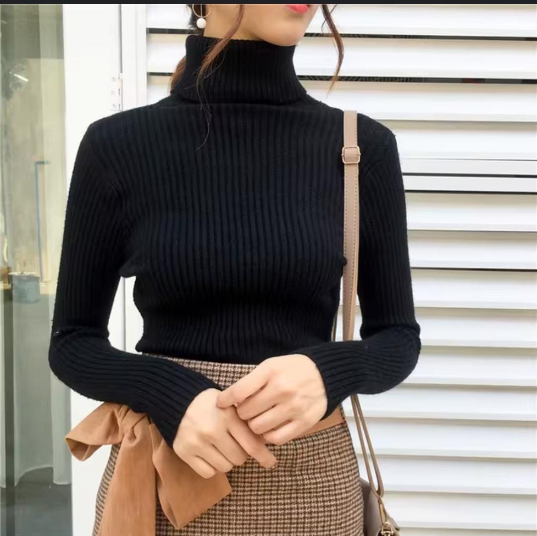 ribbed polo neck