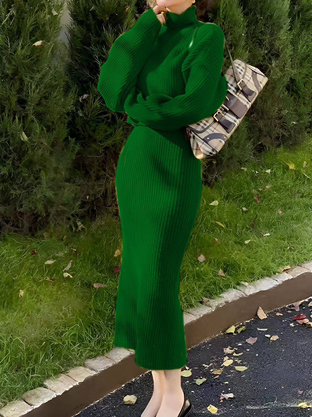 High Neck Ribbed Dress