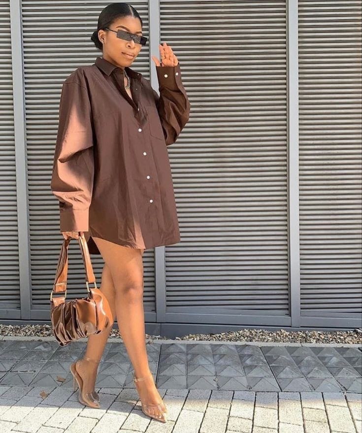 Chocolate oversized shirt.