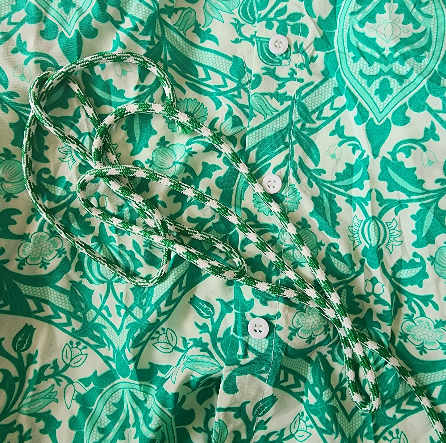 Paisley green midi dress.