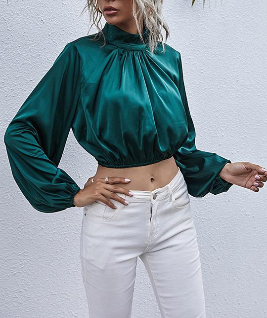 halter neck satin shirts