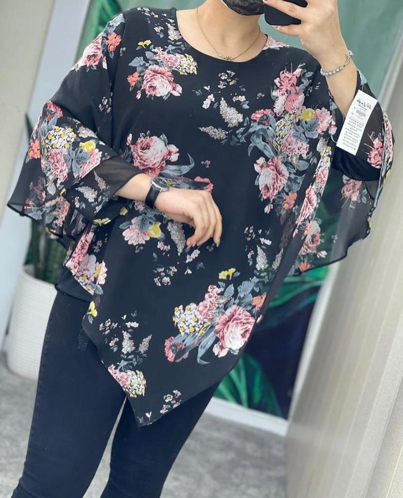 Floral high/low blouse