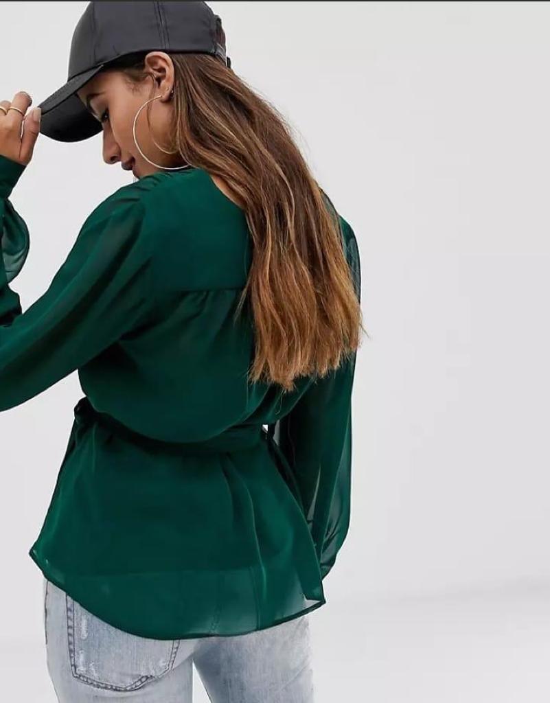 Chiffon balloon sleeve blouse