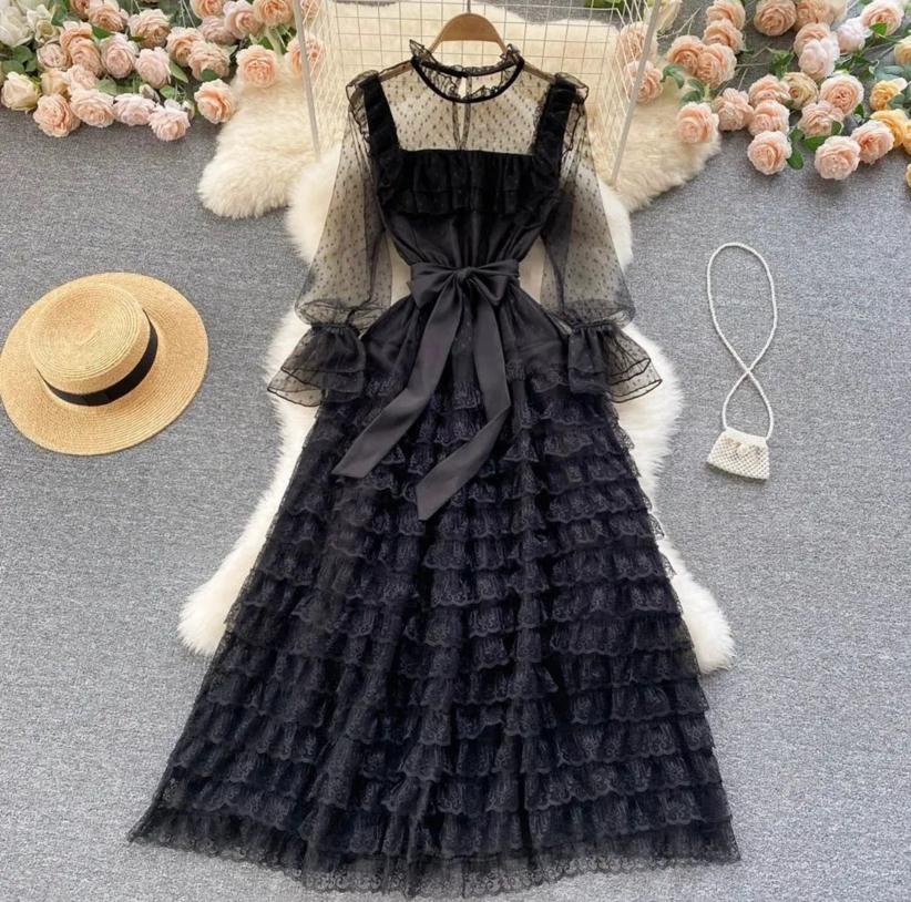 Gauze ruffle styled dress.