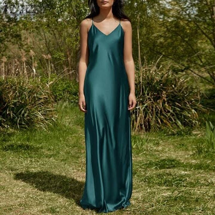 satin long summer dress