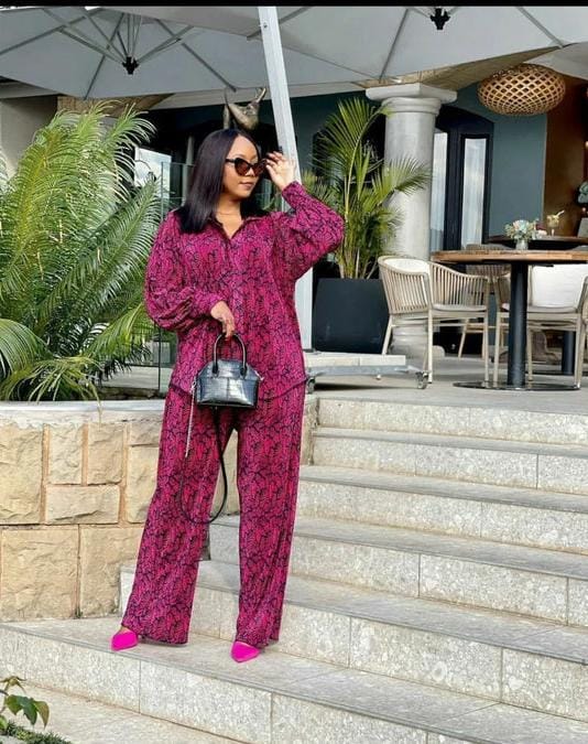 Leaf print two piece set
