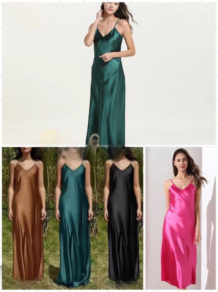 satin long summer dress