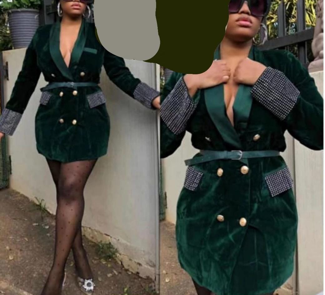 Velvet double breasted button blazer