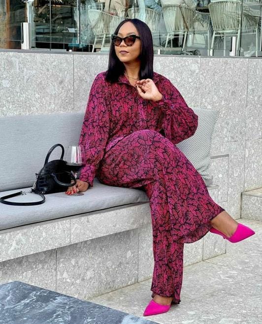 Leaf print two piece set