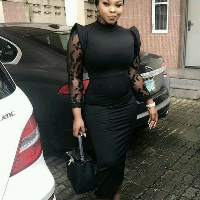 Black bodycon dress.