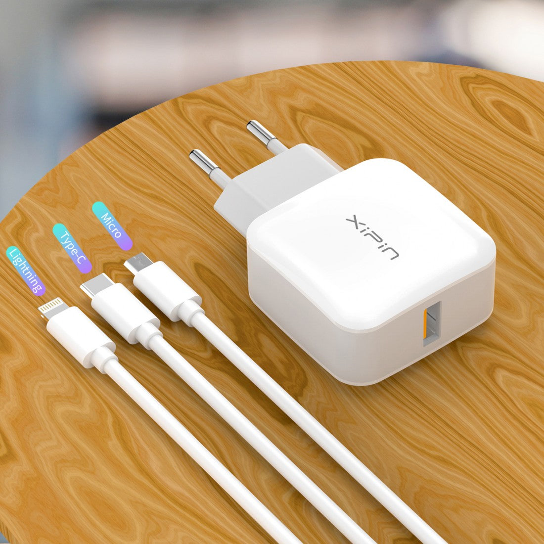 Charging adapter Xipin eu-14t type C 18w 3.0 quick charger kit