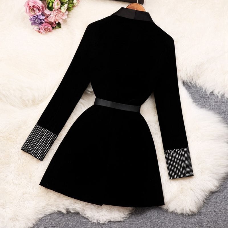 Velvet double breasted button blazer