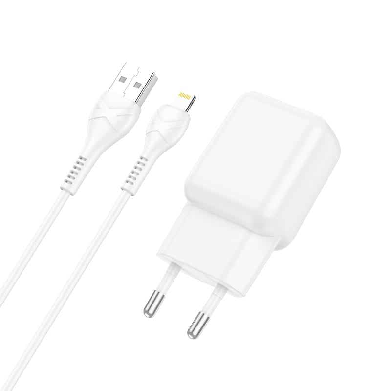HOCO C96A Single Port Charger with 1M Lightning (iPhone) Cable EU charging adapter White