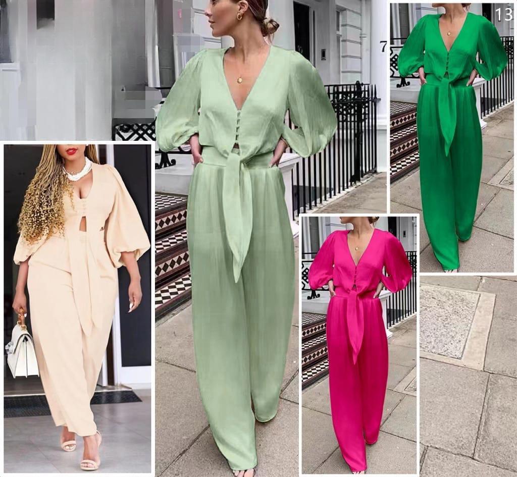 Top and pants sheer finish two piece set.