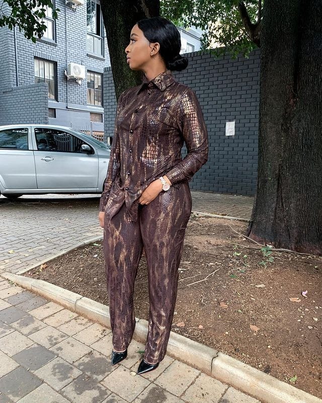 Snake print two piece set.