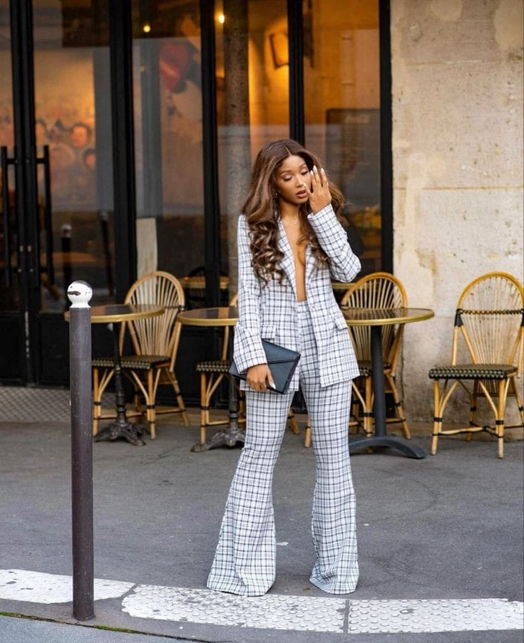Flare pants and blazer suit.