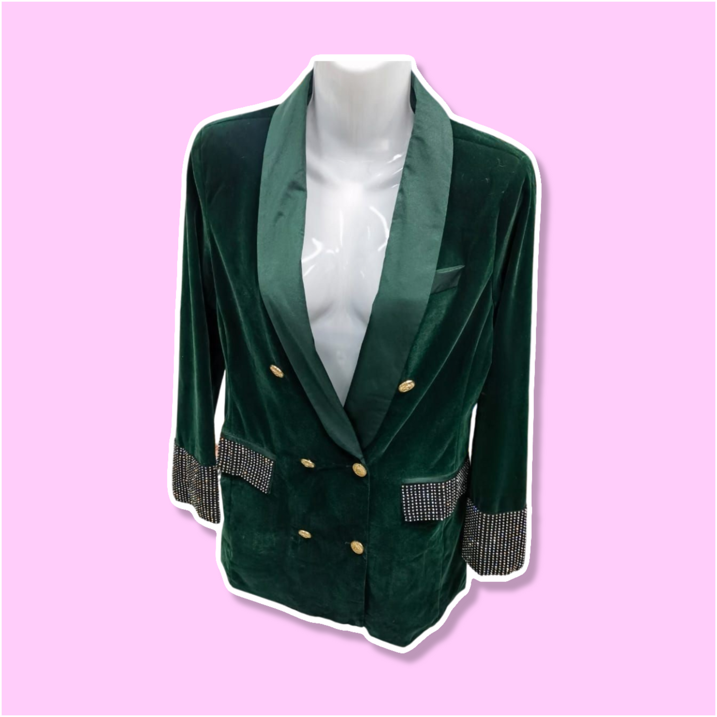 Velvet double breasted button blazer
