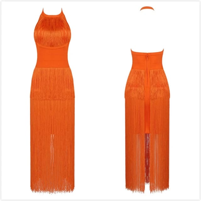 Sleeveless tassel dress