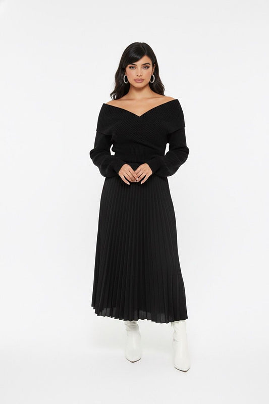 v neck ribbed dress