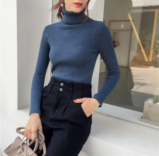 ribbed polo neck