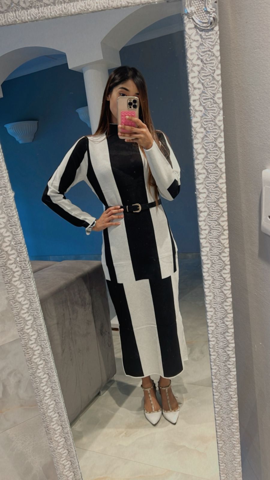 monochrome winter dress