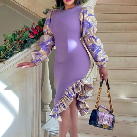 Lilac puff sleeve dress