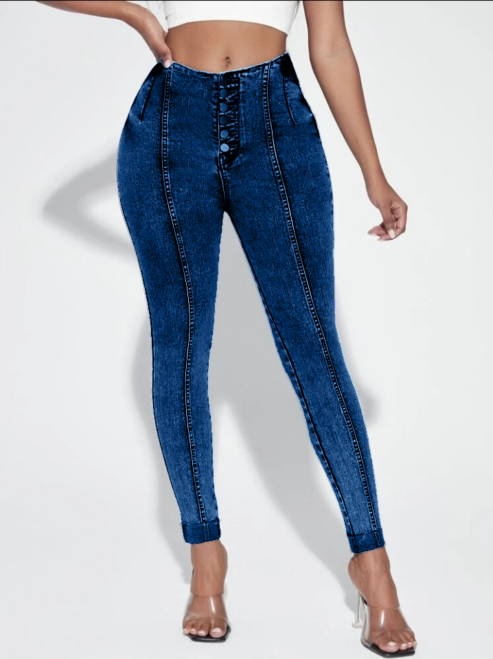 High waisted buttons jeans