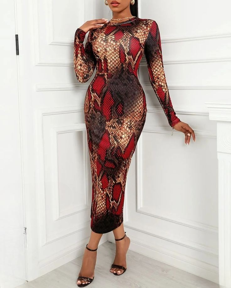 Snake print bodycon dress