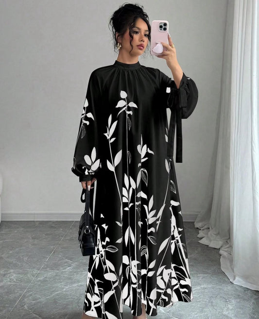 floral open flare dress