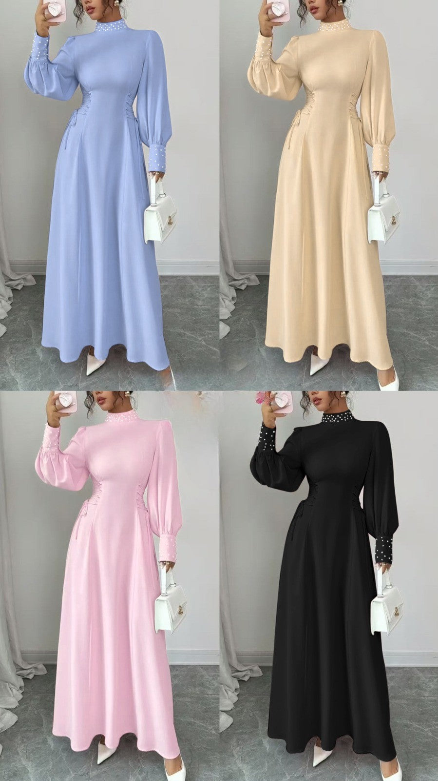 long sleeves flare bottom dress