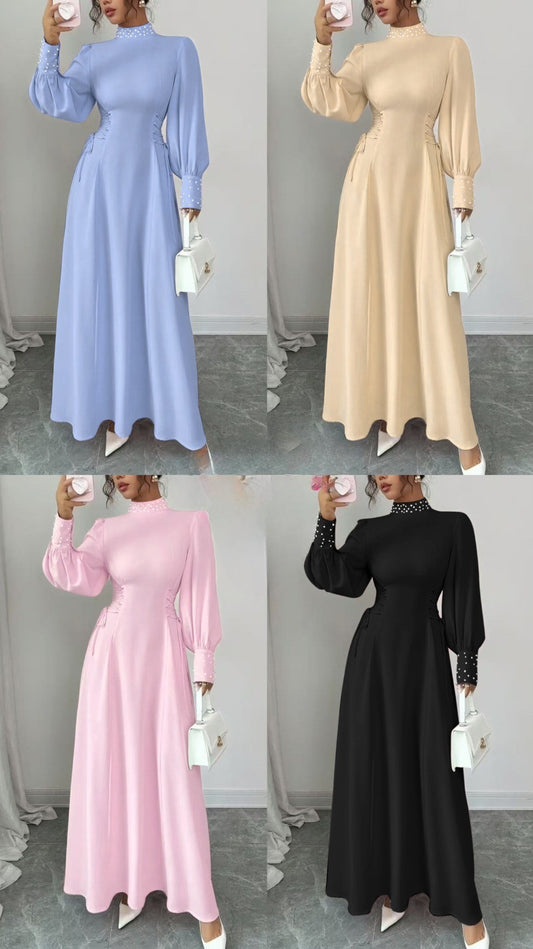 long sleeves flare bottom dress