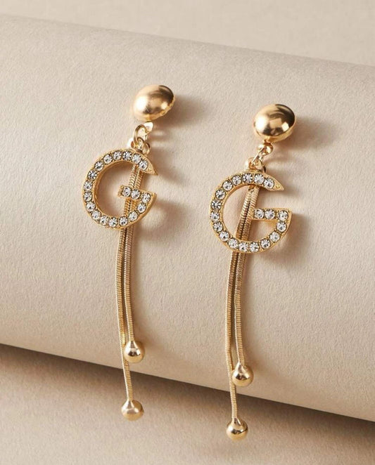 Letter Tassel Decor Drop Earrings