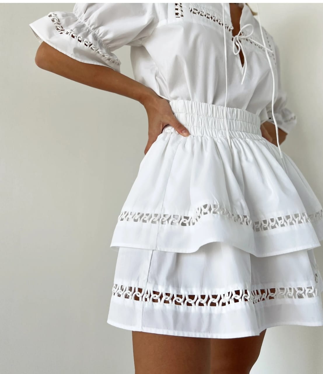 Tiered Mini Skirt & Blouse Set